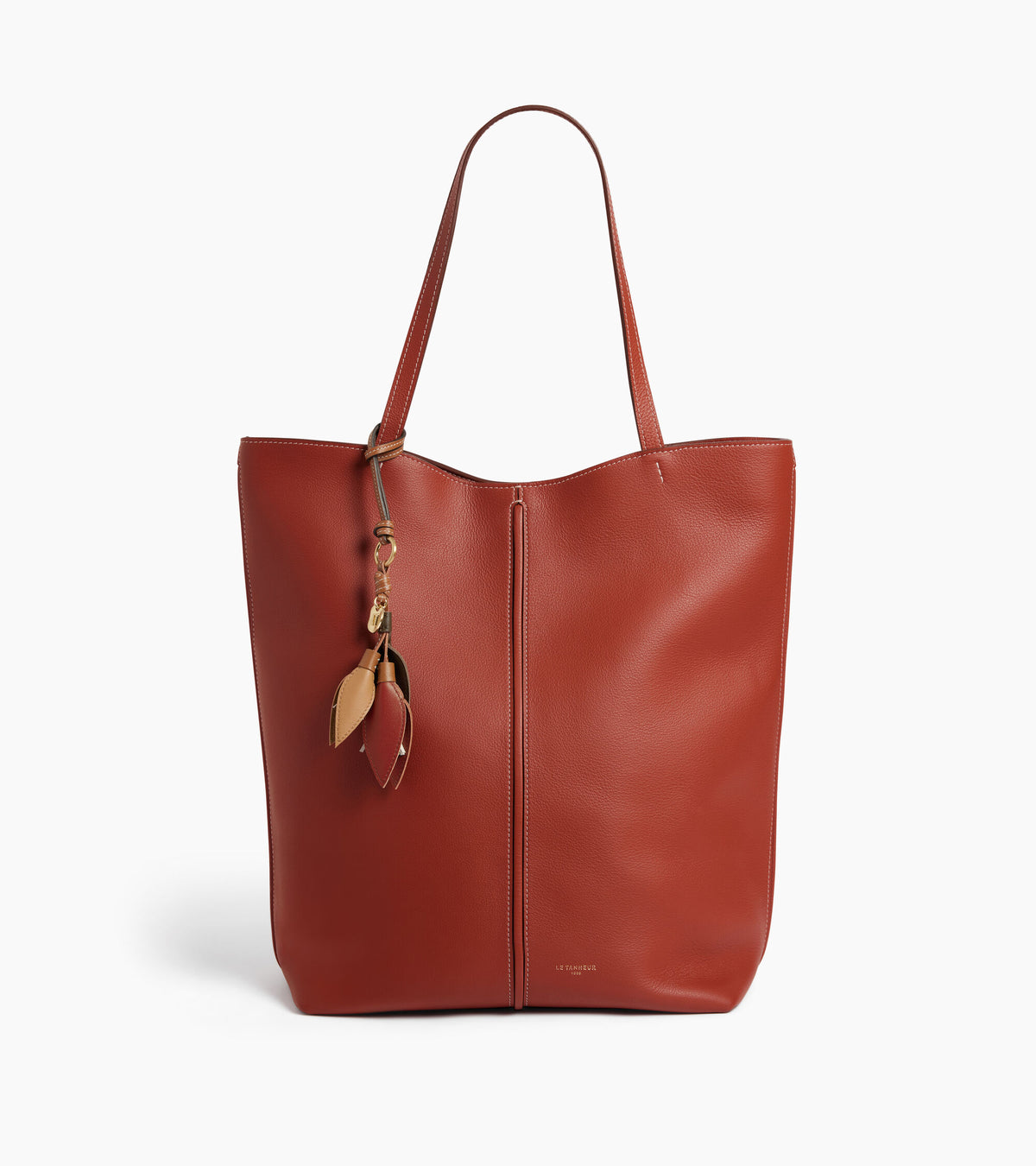 Charms fleur en cuir grainé