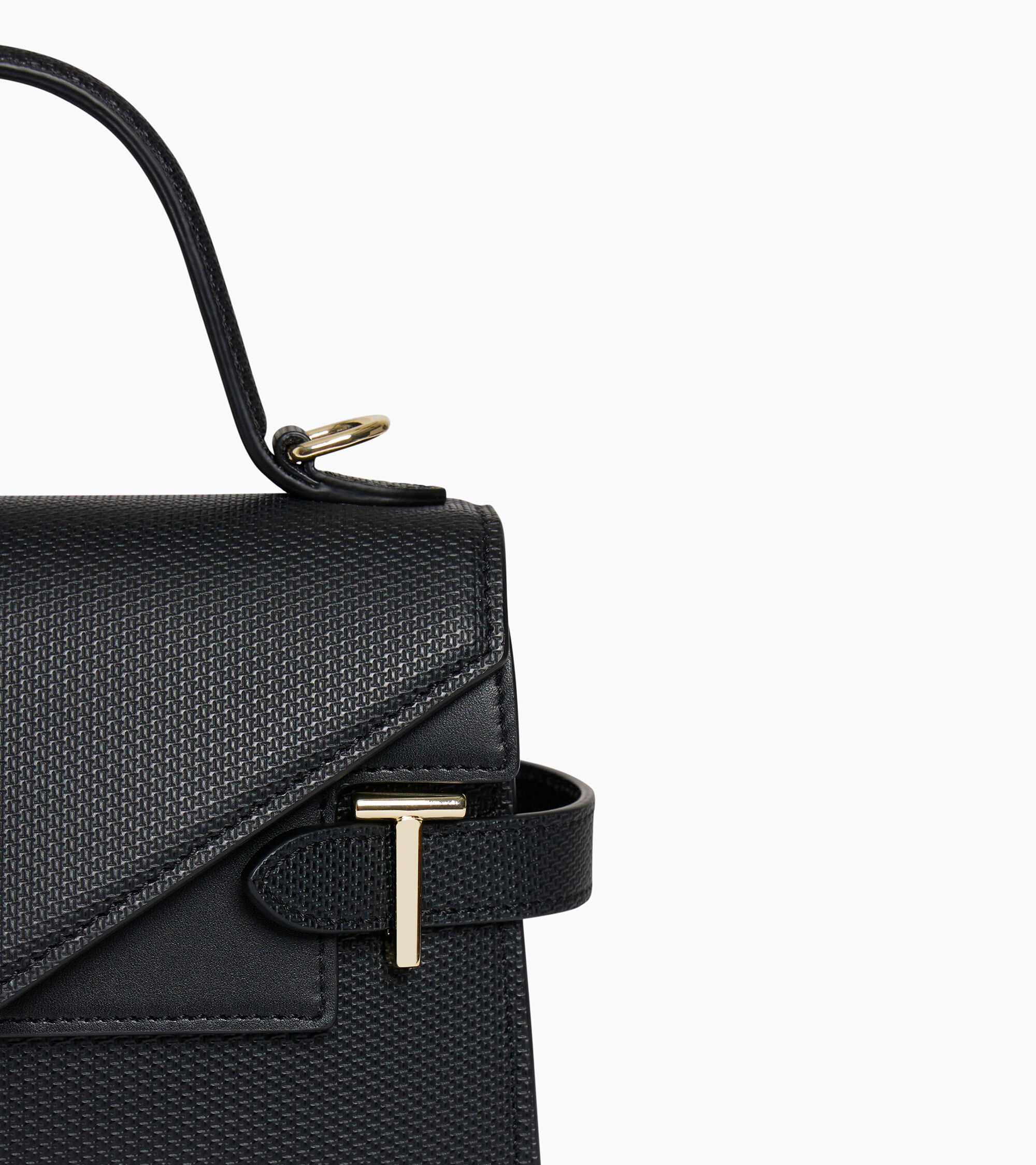 Emilie small double flap handbag in T signature leather