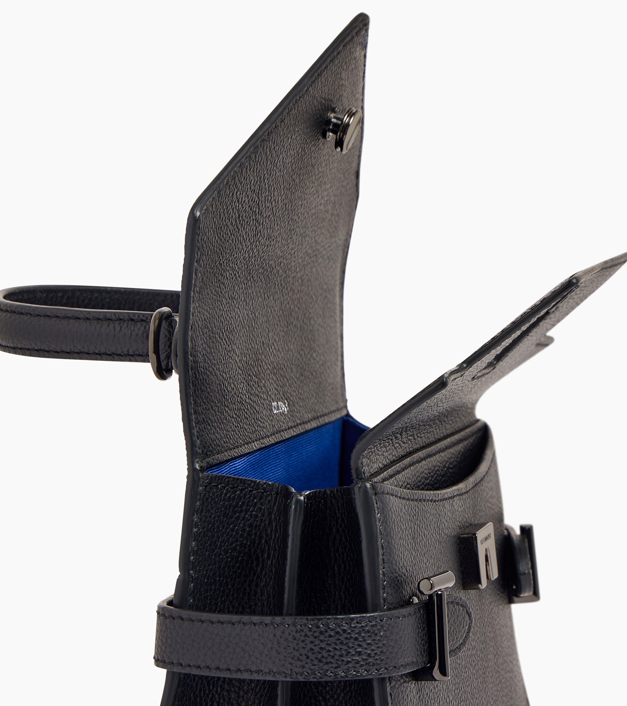 Emilie small grained leather double flap handbag