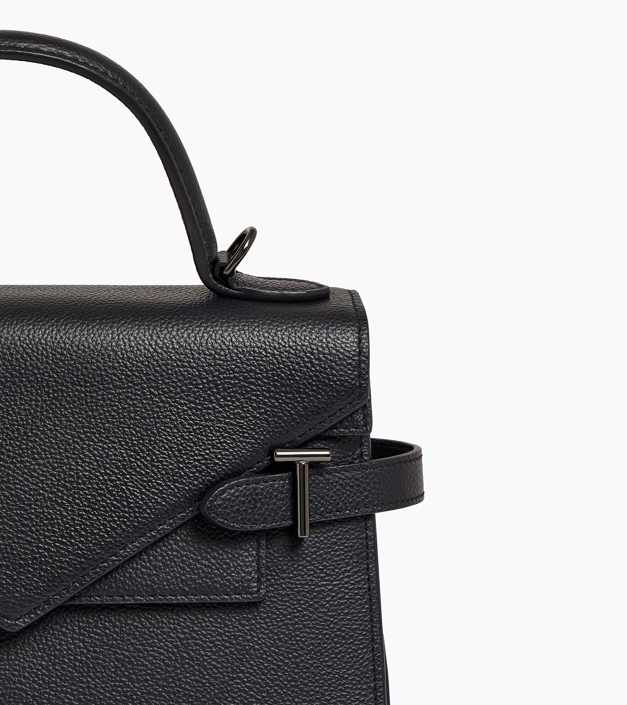 Emilie medium double flap handbag model in grained leather