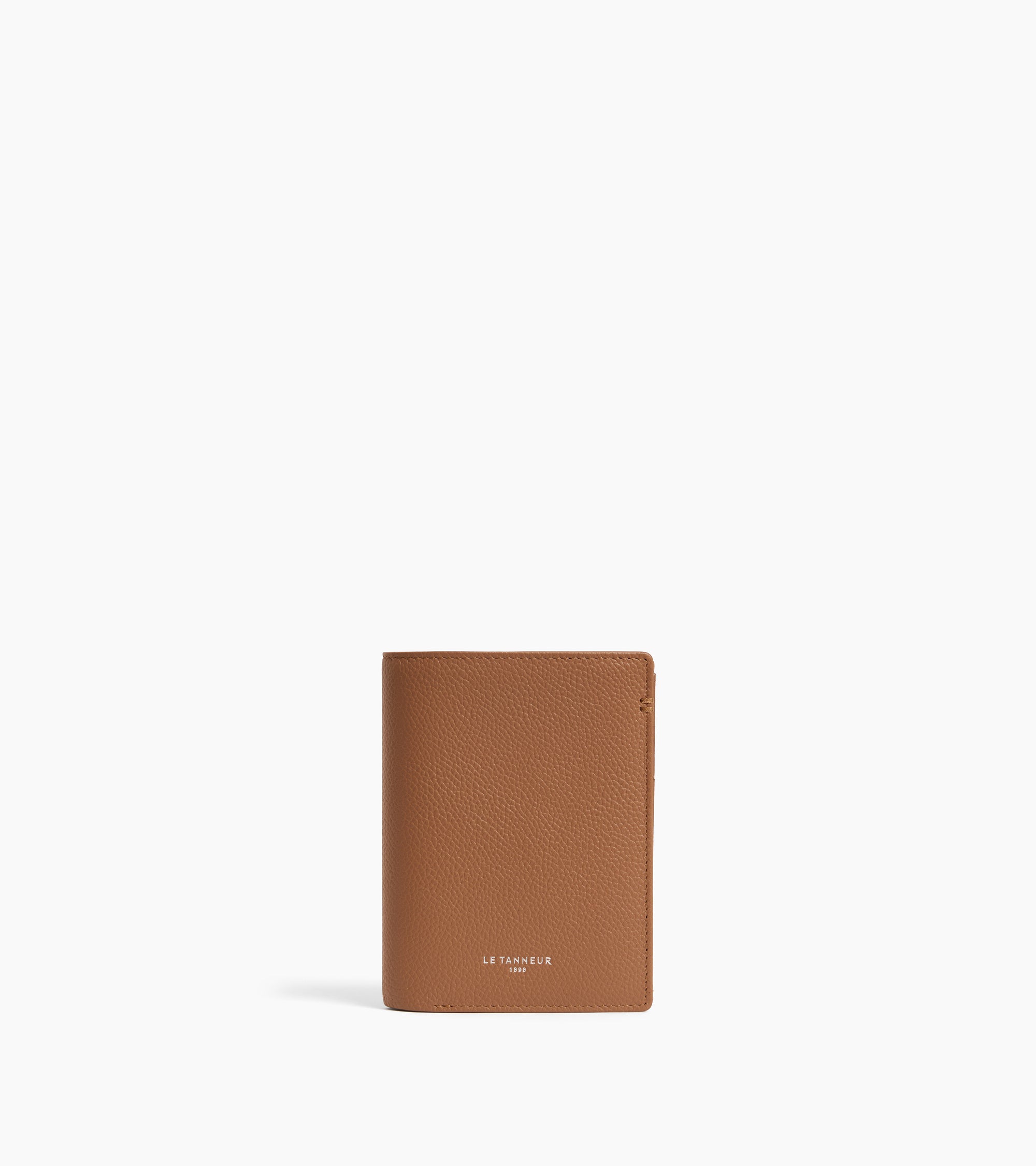 Kleine Bifold-Brieftasche im Hochformat mit Reißverschluss Lucien aus genarbtem Leder