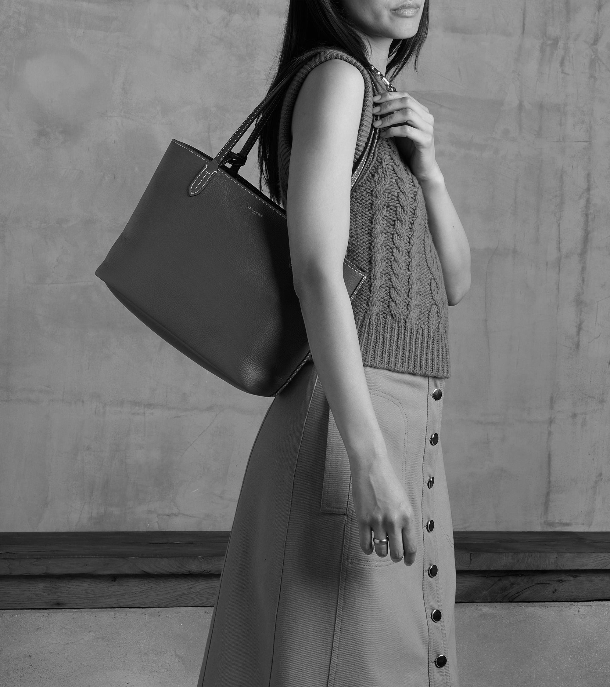 Small Louise tote bag in pebbled leather