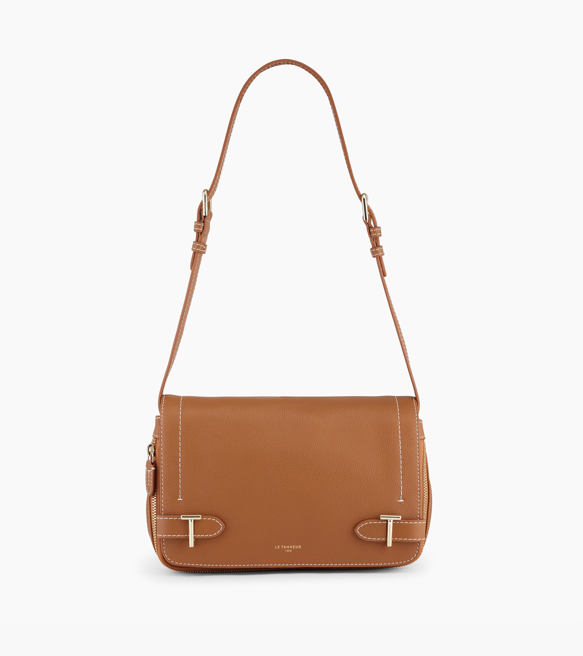 Simone small bag with crossbody strap in pebbled leather