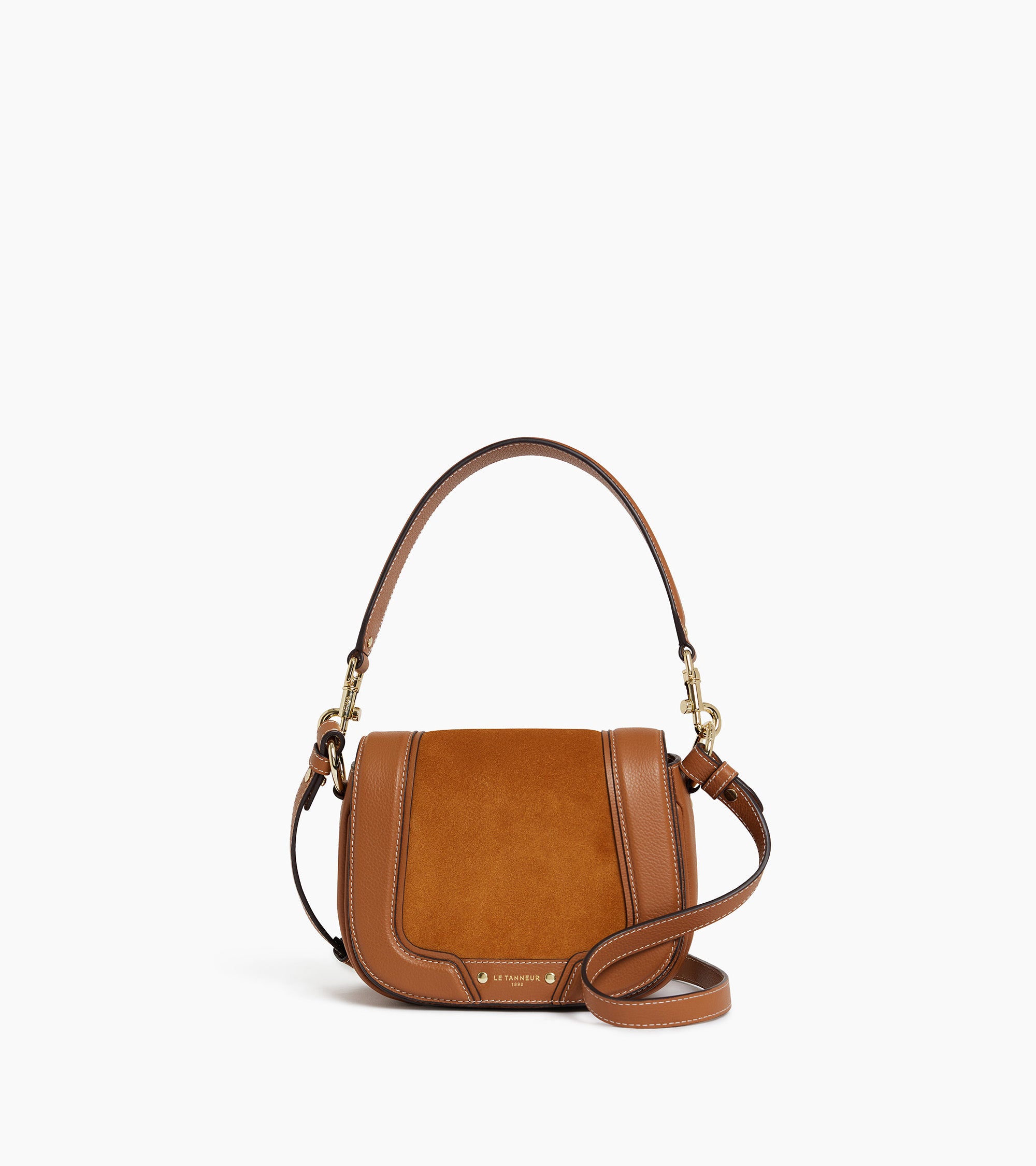 Ella small crossbody bag in grained leather and nubuck