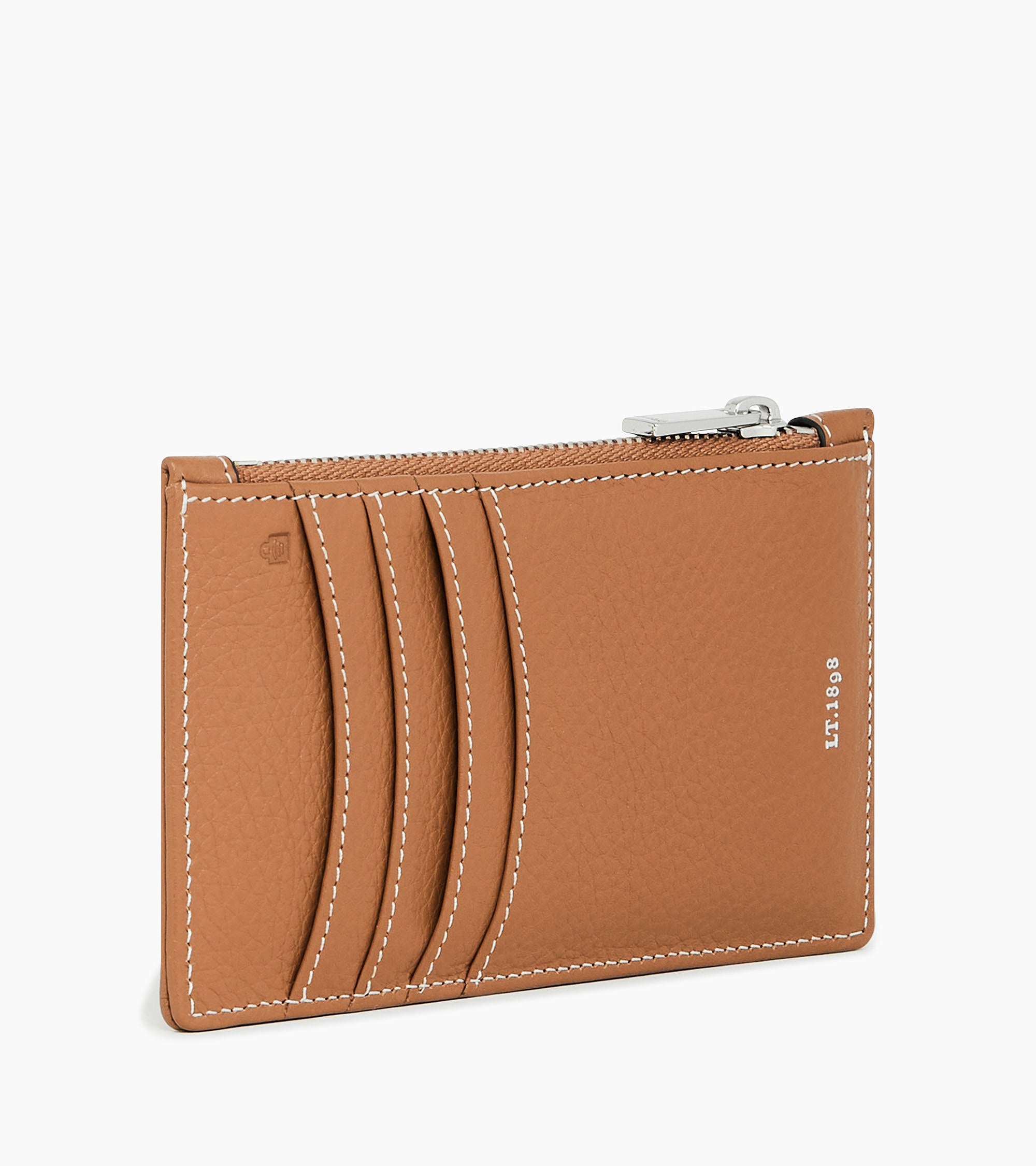 Romy zipped card case in pebbled leather