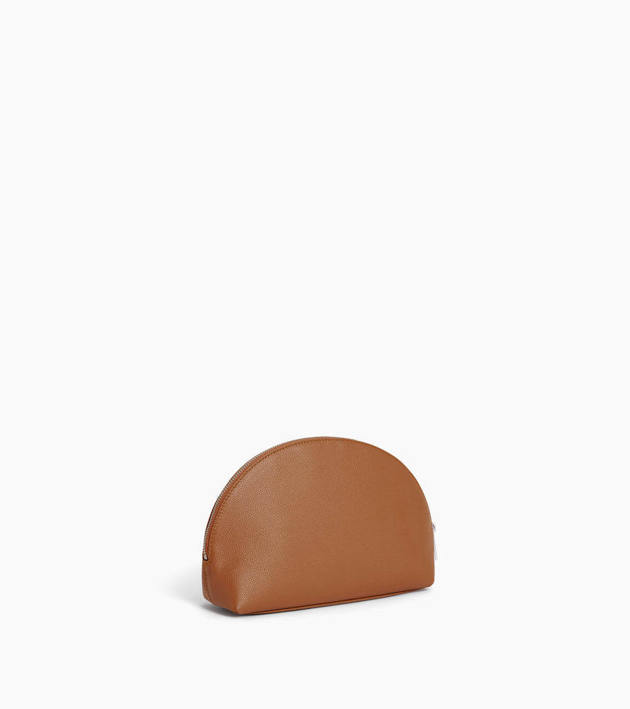 Half-moon toiletry bag in grained leather