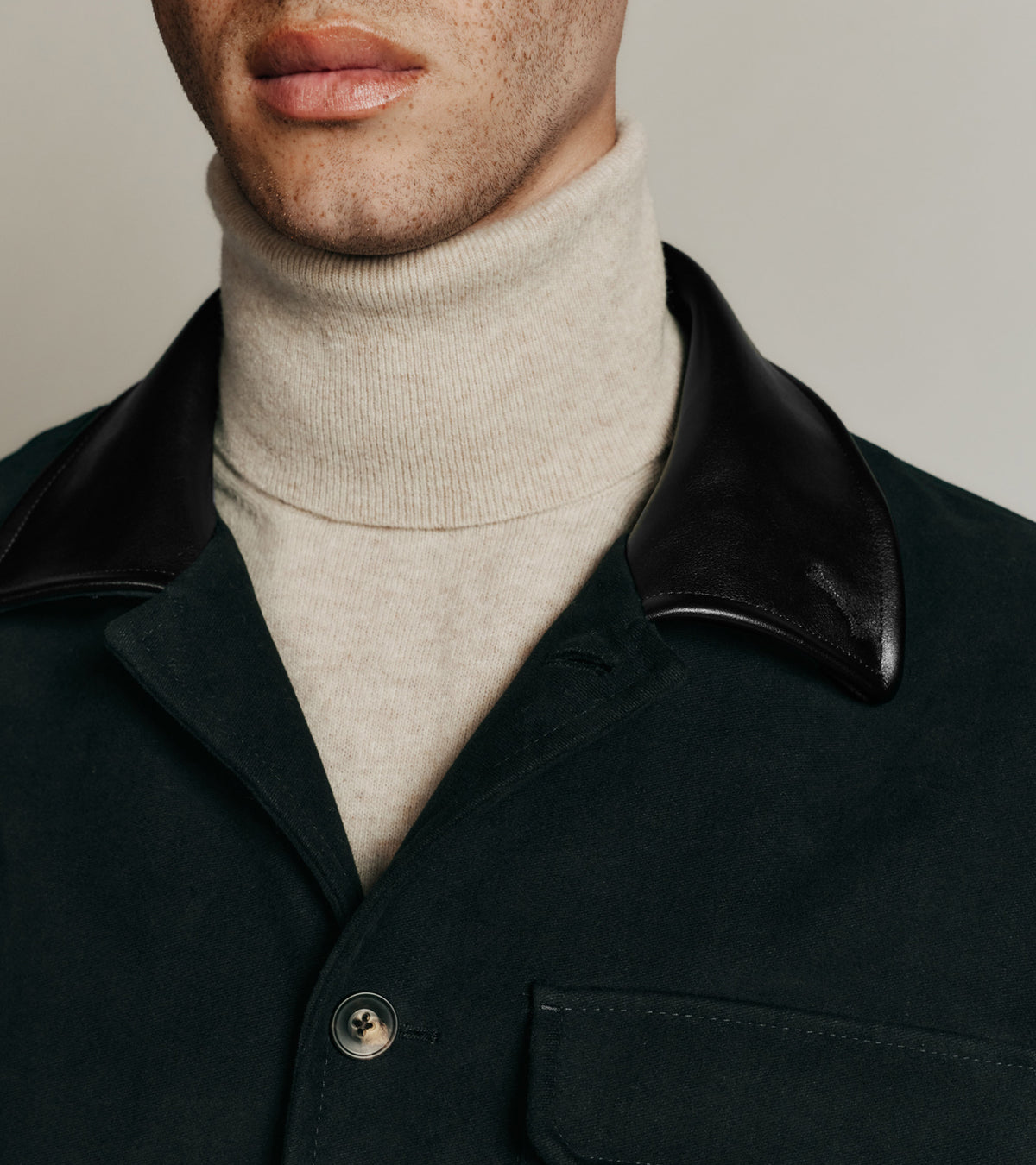 Le Tanneur x HAST smooth leather and cotton canvas jacket