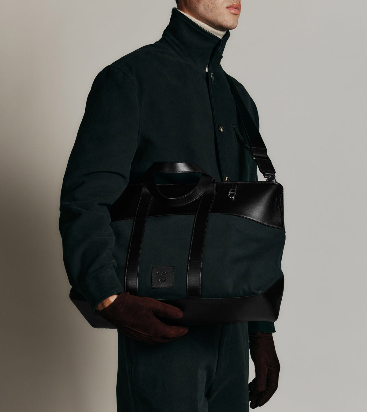 Le Tanneur x HAST smooth leather and cotton canvas jacket