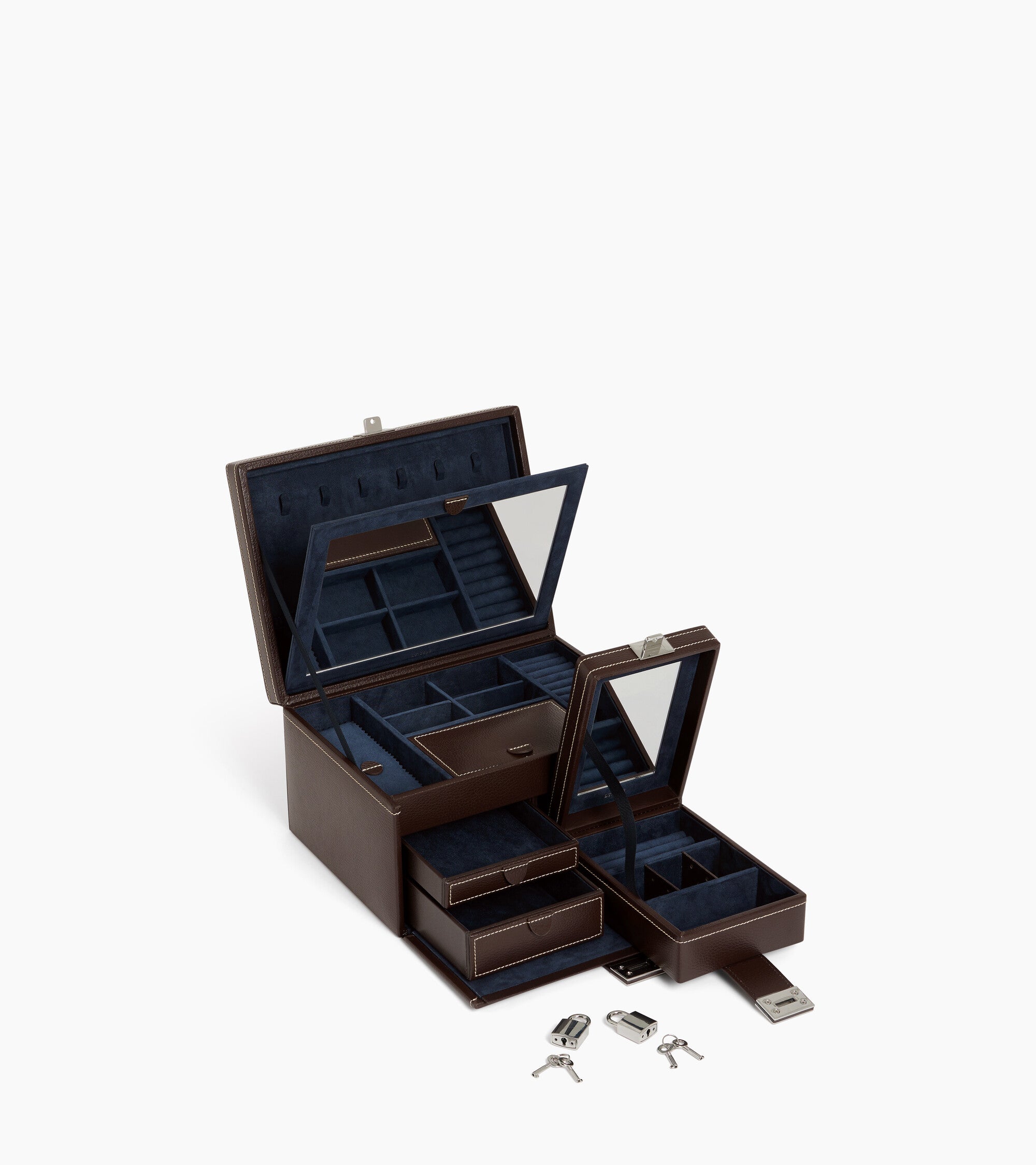 Caja de joyas grande en cuero