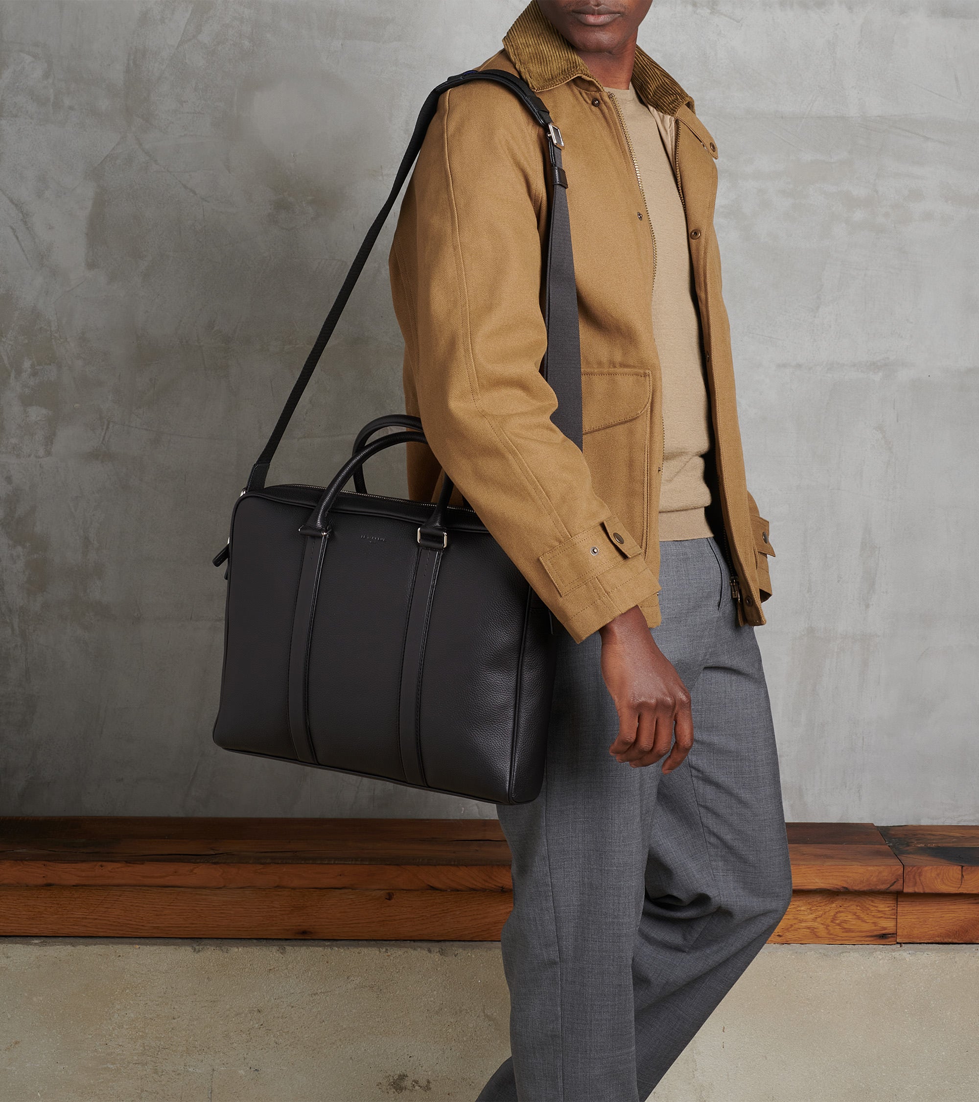 15" Charles Aktentasche aus genarbtem Leder kleines Modell