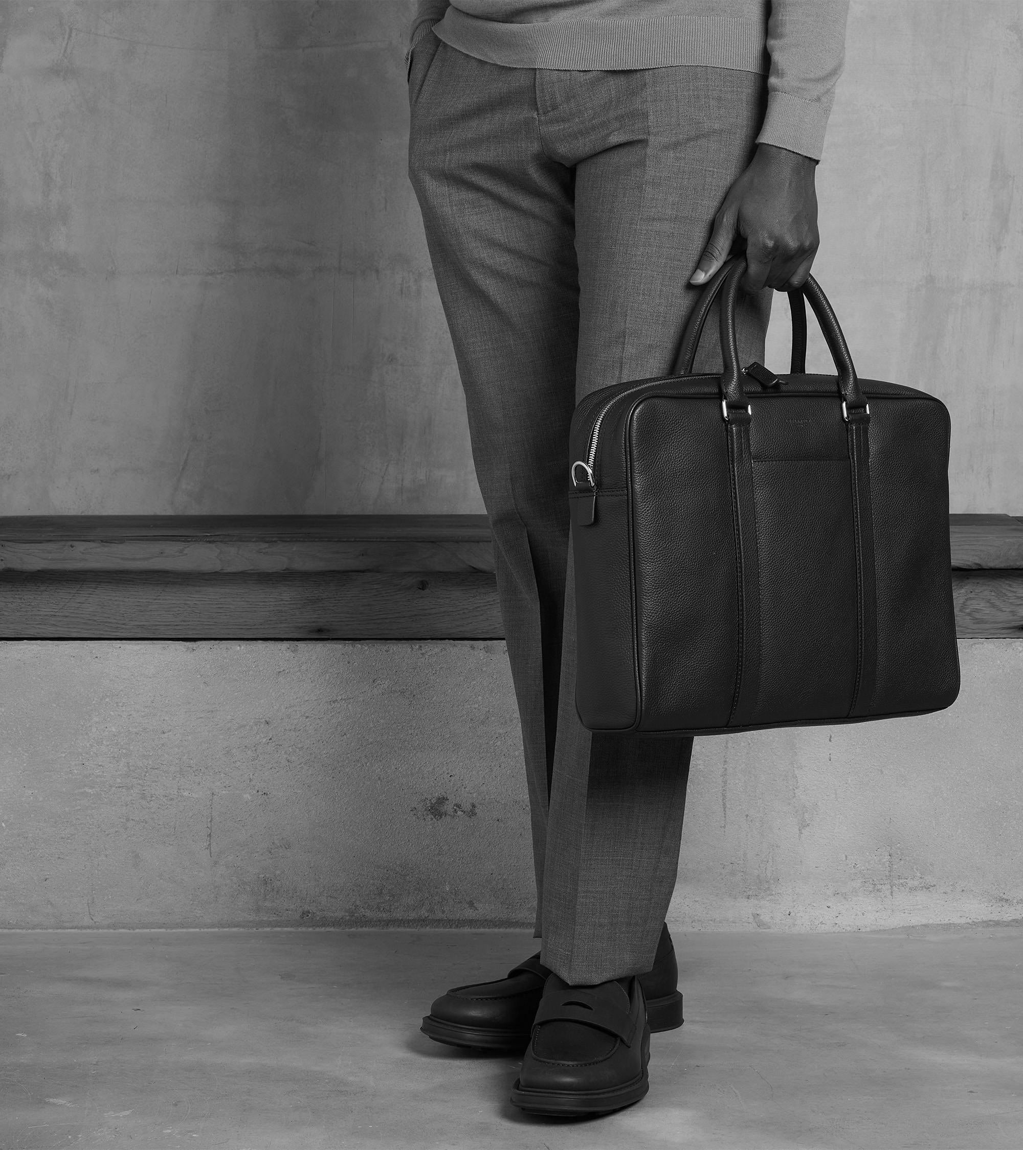 15" Charles Aktentasche aus genarbtem Leder großes Modell