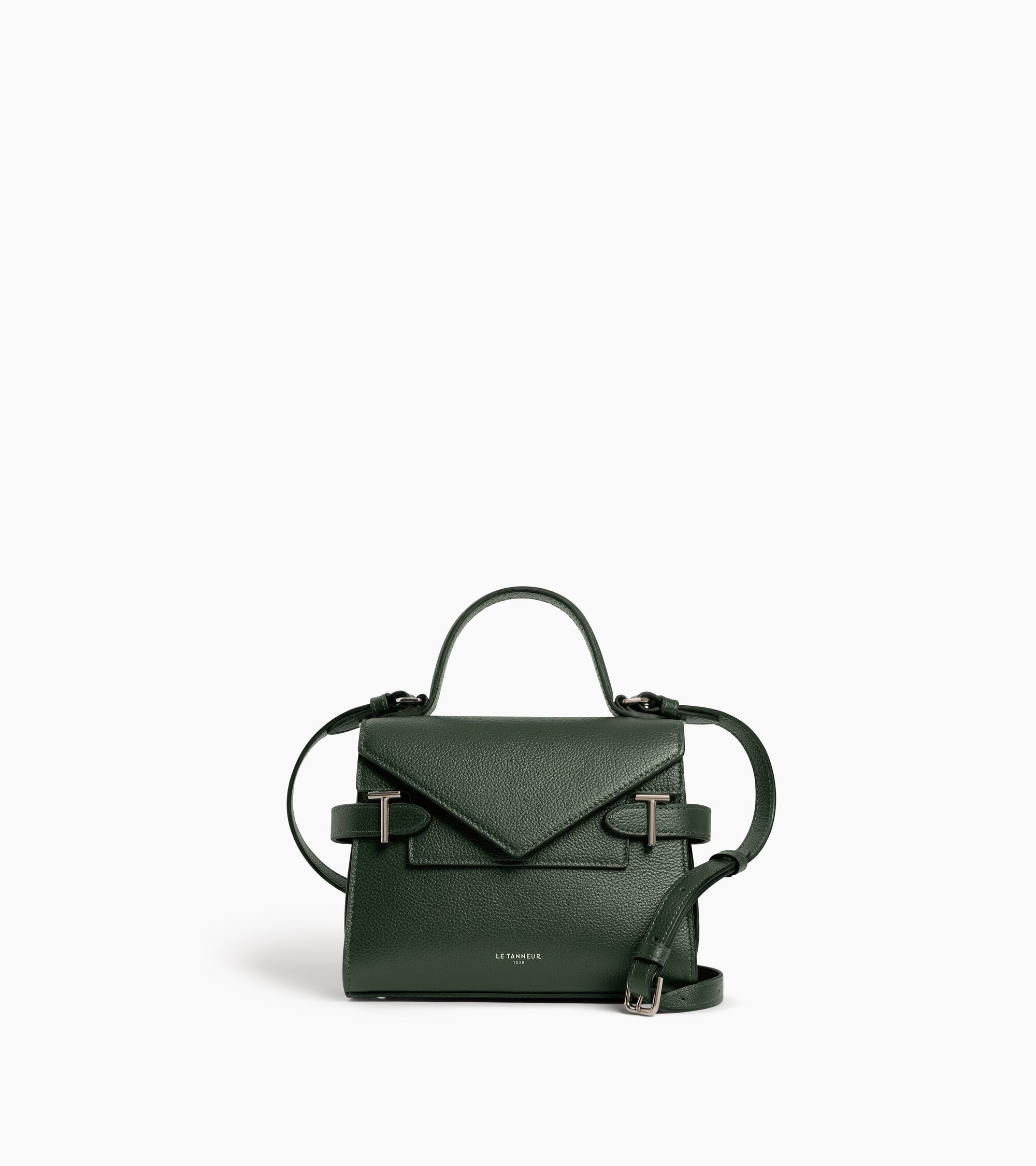 Kleine Handtasche Emilie aus genarbtem Leder mit Doppelklappe
