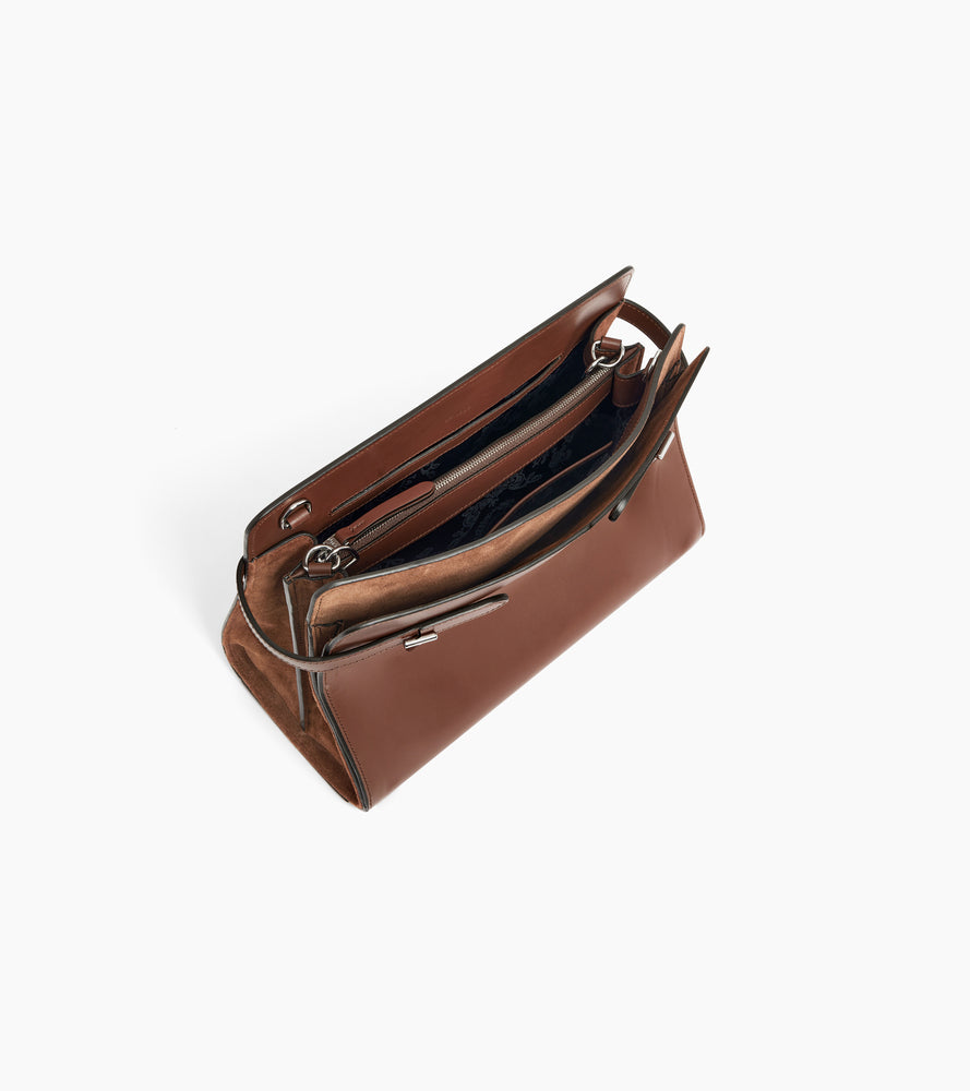 Emie large handbag in smooth leather and nubuck