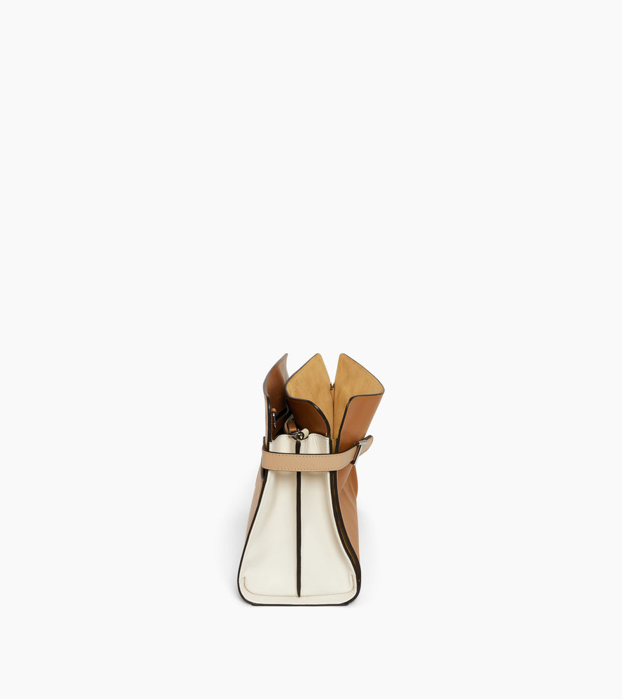 Emie large shoulder bag in smooth leather and nubuck