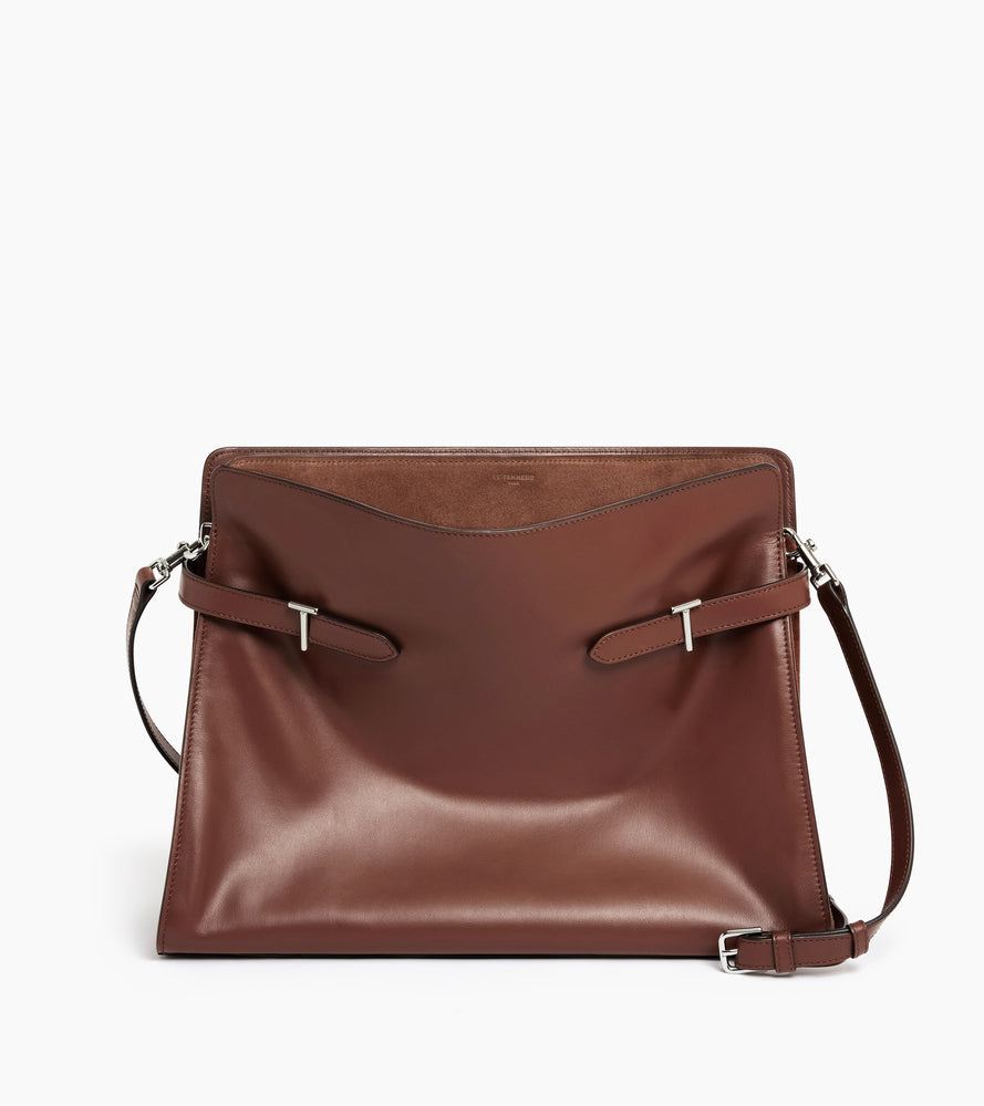 Emie maxi shoulder bag in smooth leather and nubuck