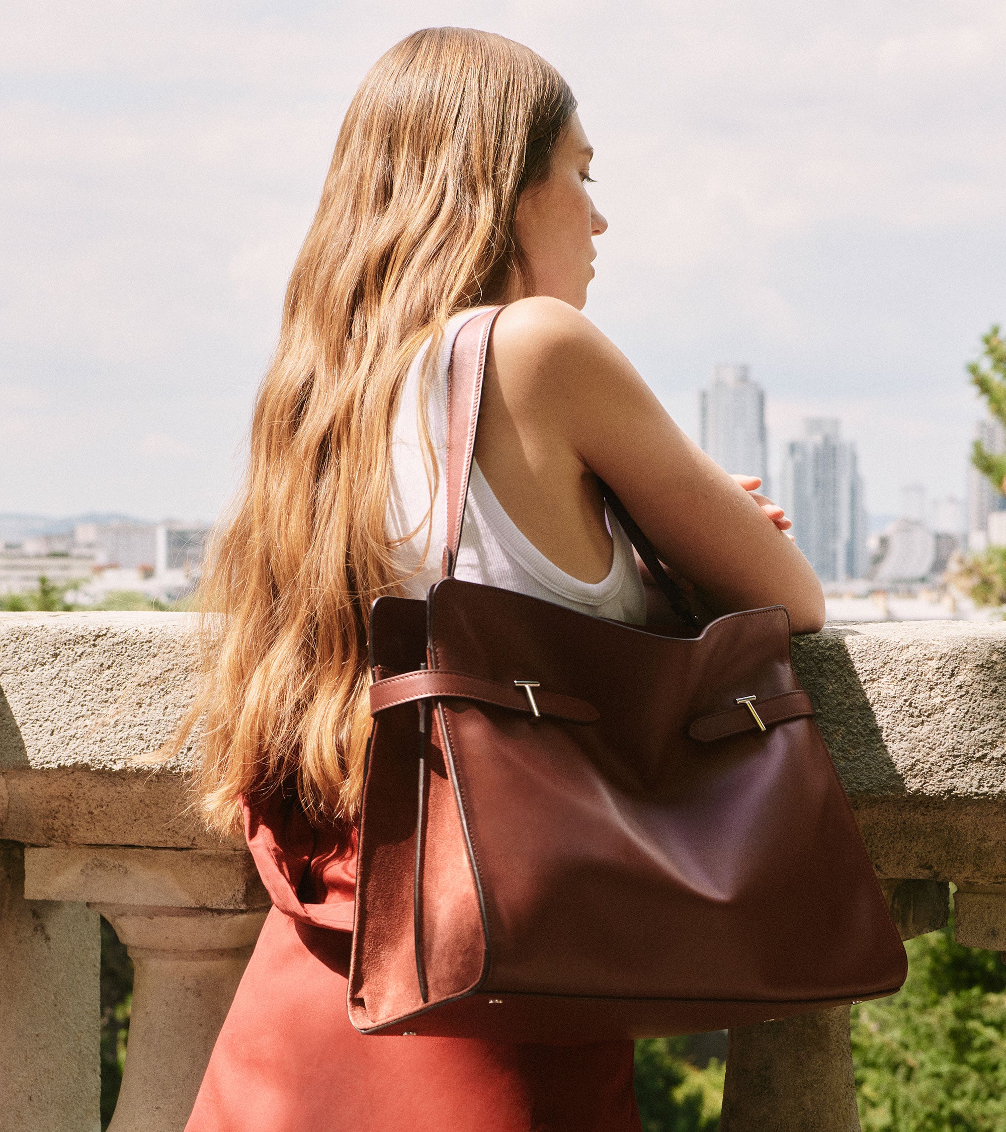 Emie maxi shoulder bag in smooth leather and nubuck