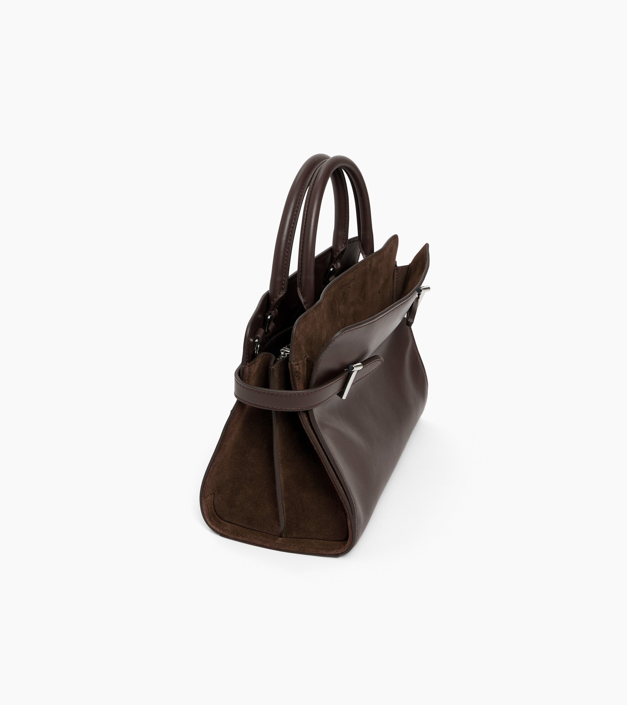 Mittelgroße Handtasche Emie aus Glatt-und Veloursleder