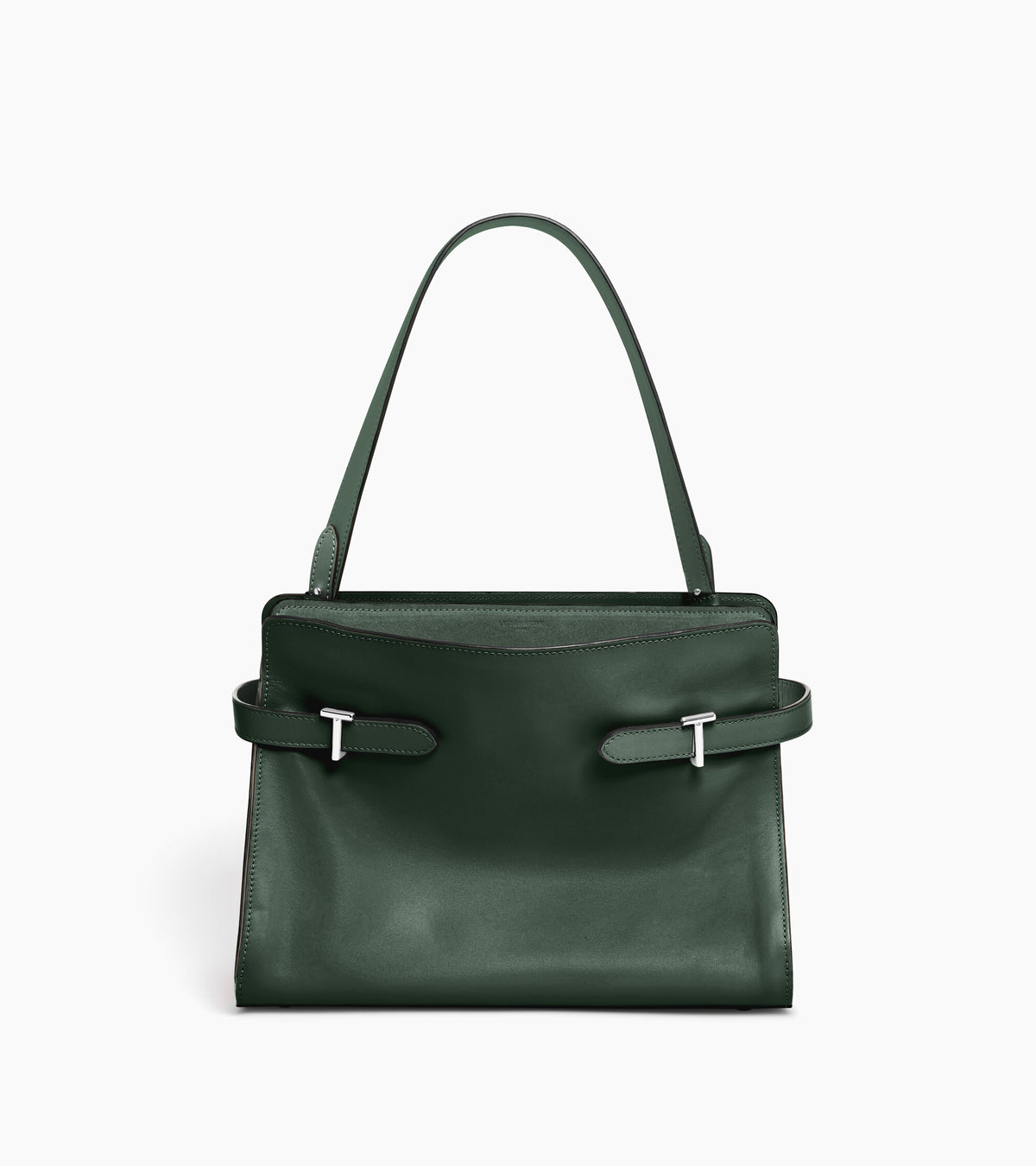 Sac porté épaule grand modèle Emie en cuir lisse et refente de velours