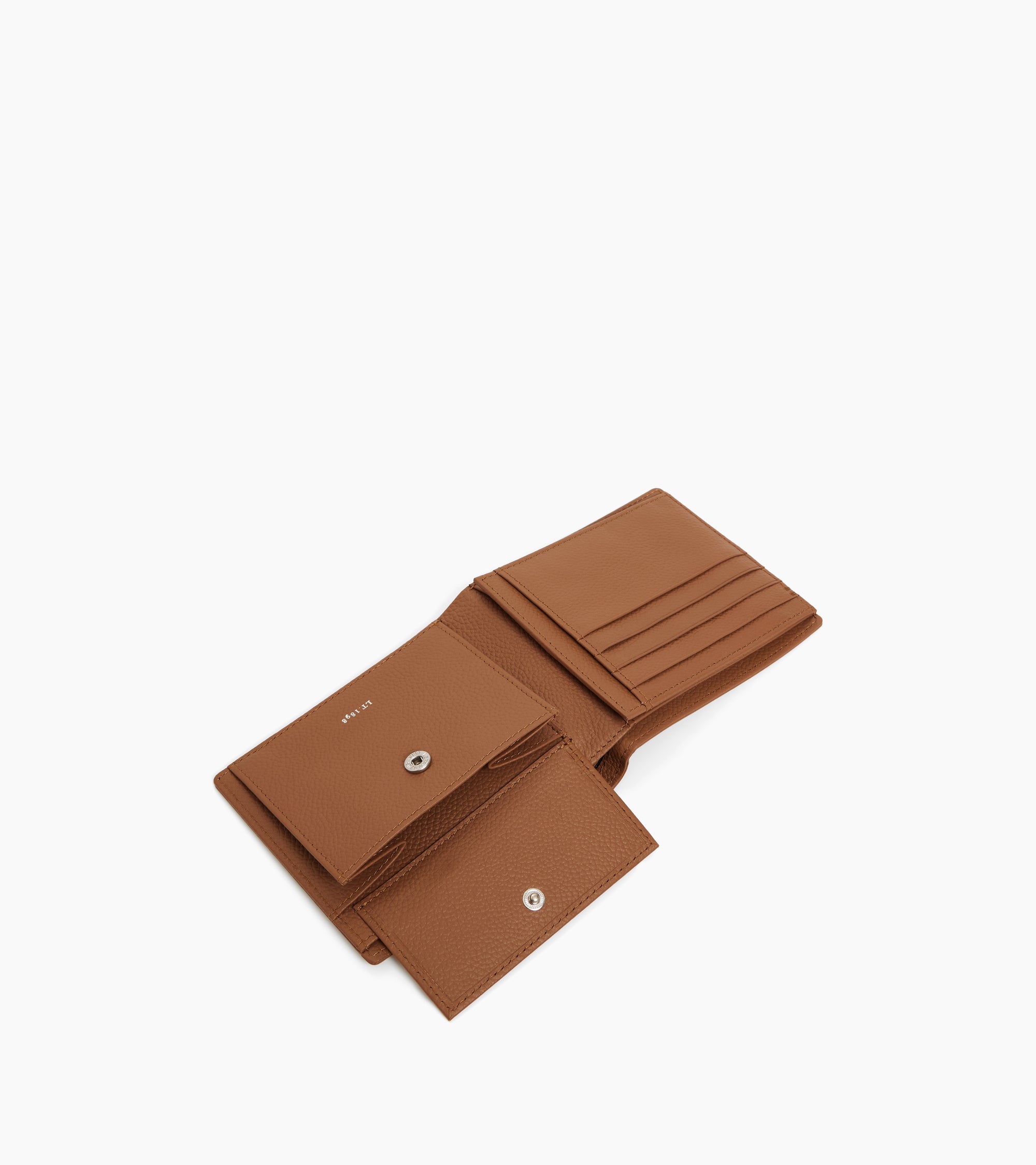 Lucien two-fold wallet with flap in grained leather