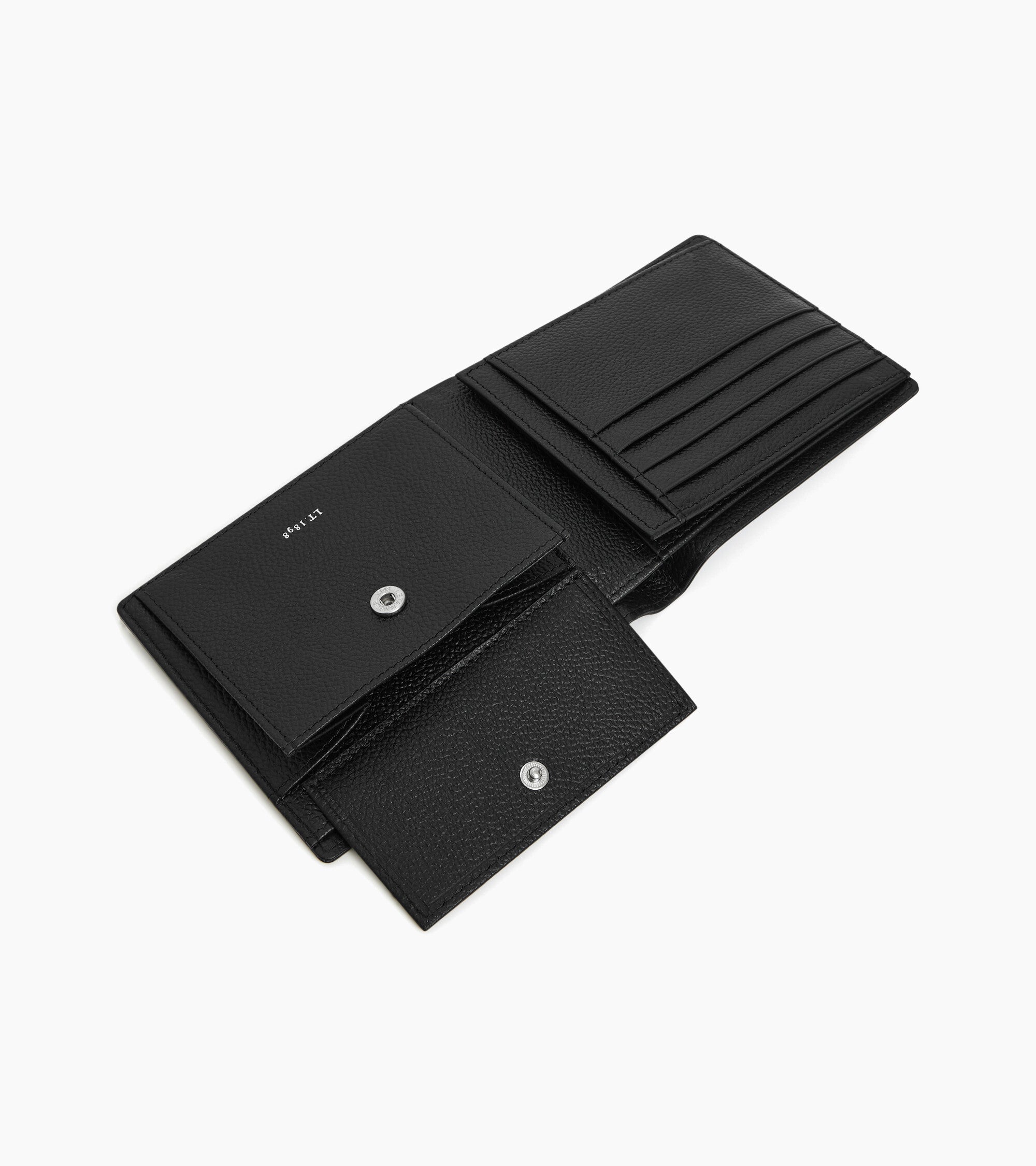 Lucien two-fold wallet with flap in grained leather