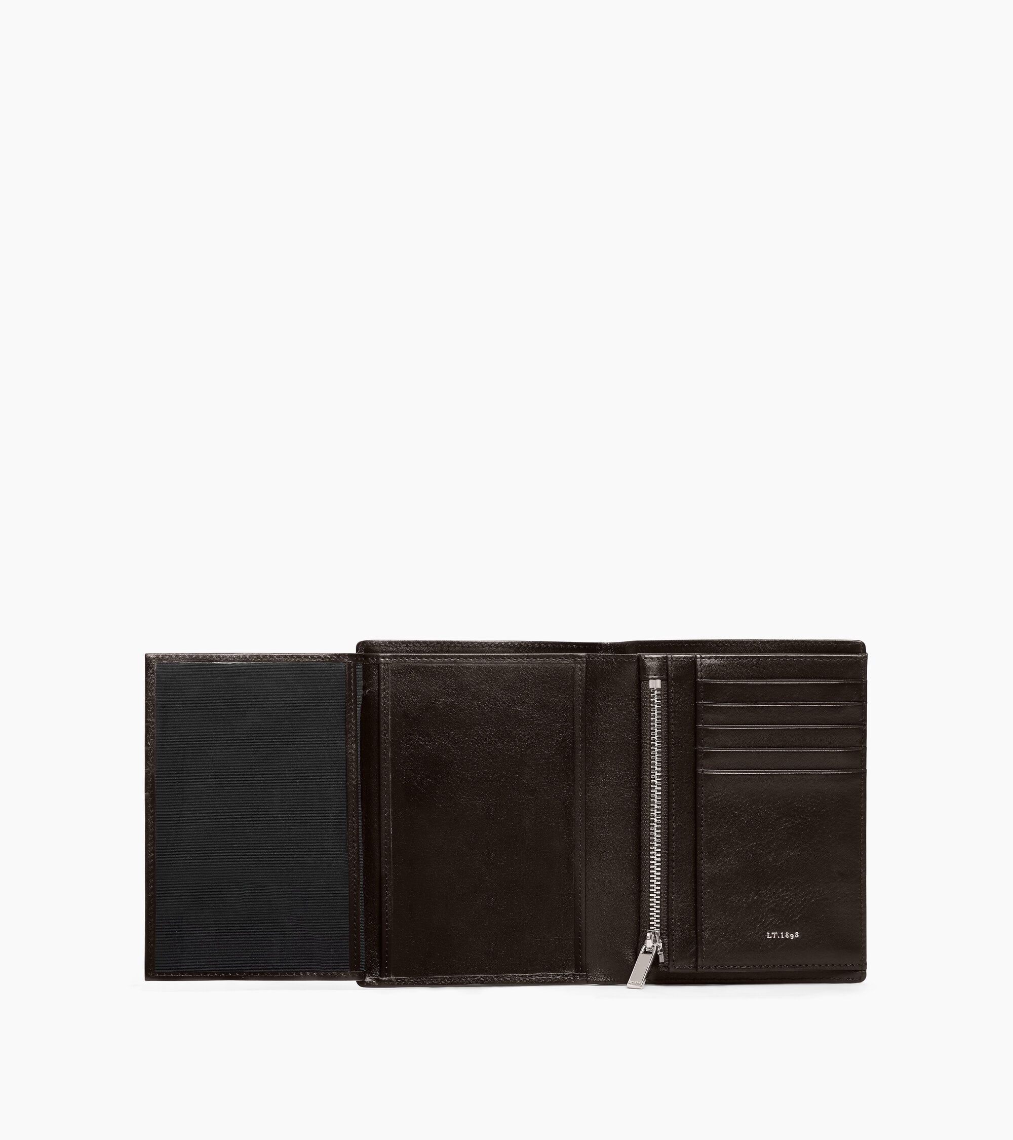 Lucien large vertical two-fold zipped wallet in oiled leather