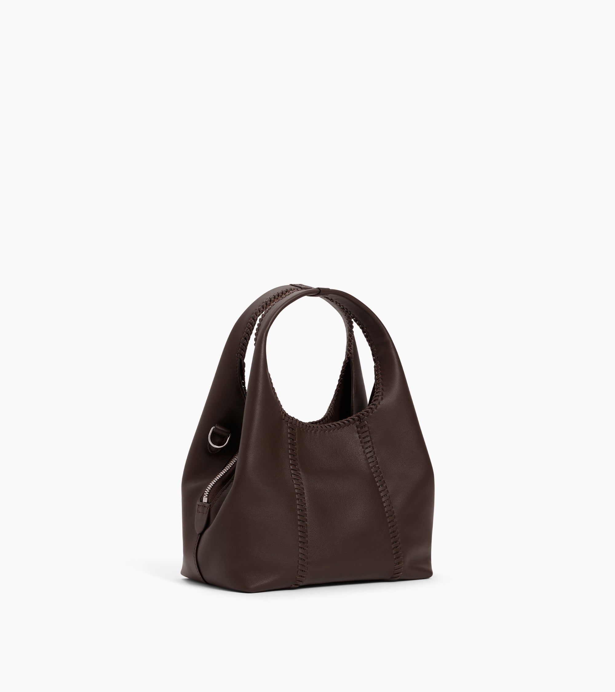 Bolso de mano pequeño Juliette de piel lisa con pespuntes