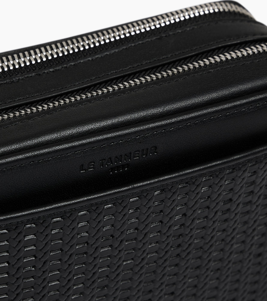 Petite sacoche 2 compartiments Emile en cuir embossé et cuir lisse