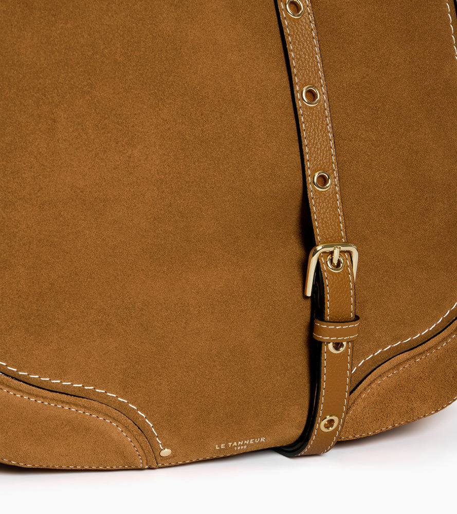 Mittelgroße Hobo-Tasche Ella aus genarbtem Leder und Nubuk