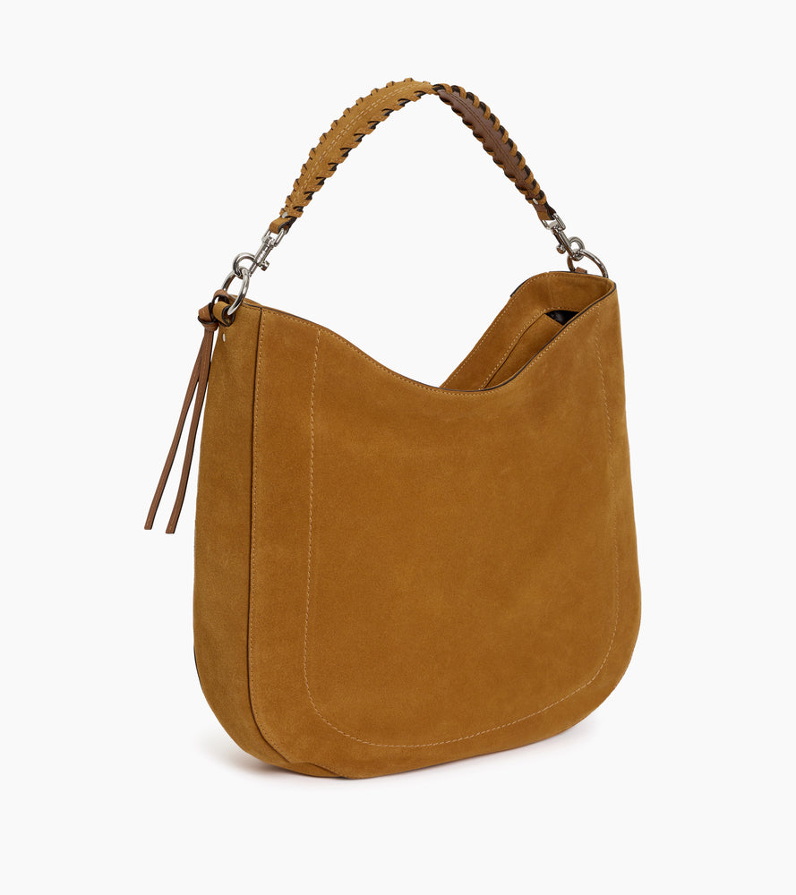 Ella medium hobo bag in suede and reversed sheepskin