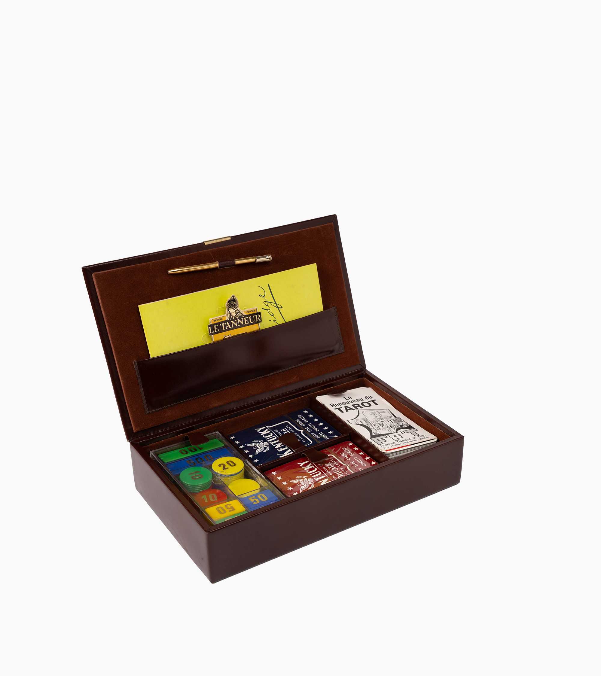 Coffret jeux de cartes moyen modèle en cuir