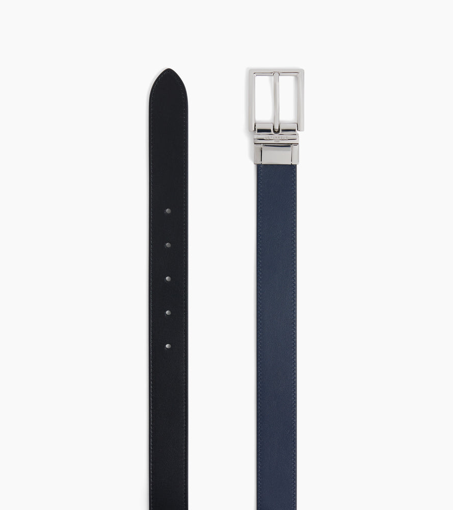 Herrengürtel mit rechteckiger Schnalle aus genarbtem Leder